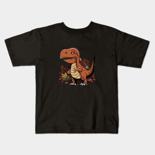 Cute Dinosaur T rex With Mountain Kids T-Shirt